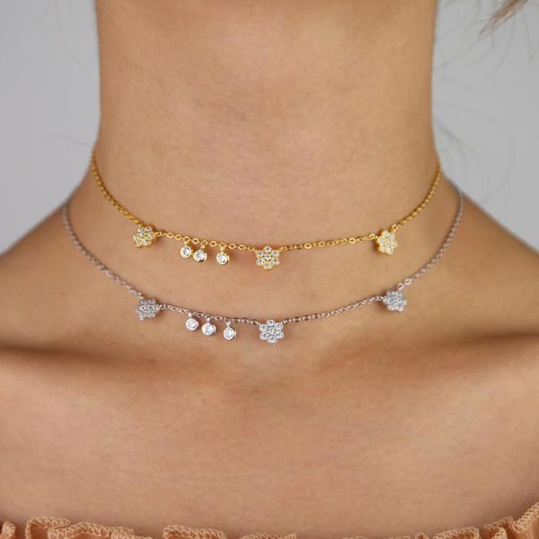 delicate danity beautiful new arrived fashion jewelry sparking bling cz flower charm choker short necklaces, Silver
delicate danity beautiful new arrived fashion jewelry sparking bling cz flower charm choker short necklaces, Silver