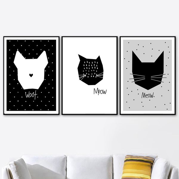 cat dog wolf black and white animal print nursery wall art canvas painting nordic posters and prints wall pictures kids room
cat dog wolf black and white animal print nursery wall art canvas painting nordic posters and prints wall pictures kids room