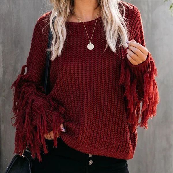 womens designer patchwork tassel sweater o-neck solid color fashion autumn winter loose clothing womens casual knitted sweater, White;black
womens designer patchwork tassel sweater o-neck solid color fashion autumn winter loose clothing womens casual knitted sweater, White;black