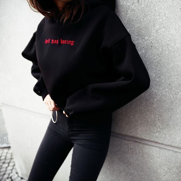 hell was boring letter print hoodie woman hooded sweatshirts women funny tumblr long sleeve pullovers hoodies, Black
hell was boring letter print hoodie woman hooded sweatshirts women funny tumblr long sleeve pullovers hoodies, Black