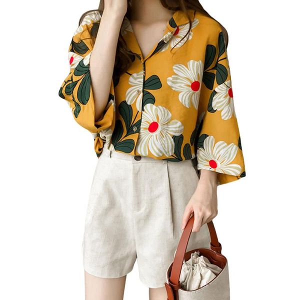 women's blouses & shirts hirigin fashion women casual floral printed female v-neck half sleeve button loose ladies office style, White
women's blouses & shirts hirigin fashion women casual floral printed female v-neck half sleeve button loose ladies office style, White