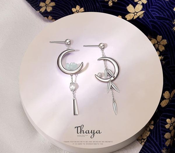 thaya authentic 925 sterling silver earring dangle crescent earring bamboo leaves japanese style for women fine11, Golden;silver
thaya authentic 925 sterling silver earring dangle crescent earring bamboo leaves japanese style for women fine11, Golden;silver
