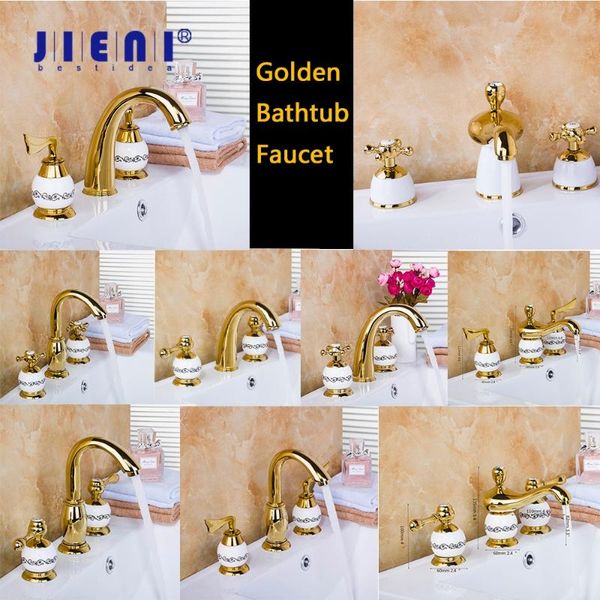 jieni luxury golden plated bathroom faucet set 3 pcs european bathtub split basin mixer tap faucet w/ceramic cross handles
jieni luxury golden plated bathroom faucet set 3 pcs european bathtub split basin mixer tap faucet w/ceramic cross handles