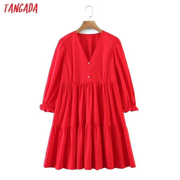 tangada fashion women solid red dress three quarter sleeve v neck ladies loose mini dress vestidos sl577 c200919, Black;pink
tangada fashion women solid red dress three quarter sleeve v neck ladies loose mini dress vestidos sl577 c200919, Black;pink