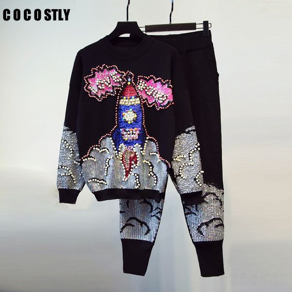 2 pieces sets women tracksuits knitted set fashion floral embroidery beadings sweater and pants suits women matching sets, Gray
2 pieces sets women tracksuits knitted set fashion floral embroidery beadings sweater and pants suits women matching sets, Gray