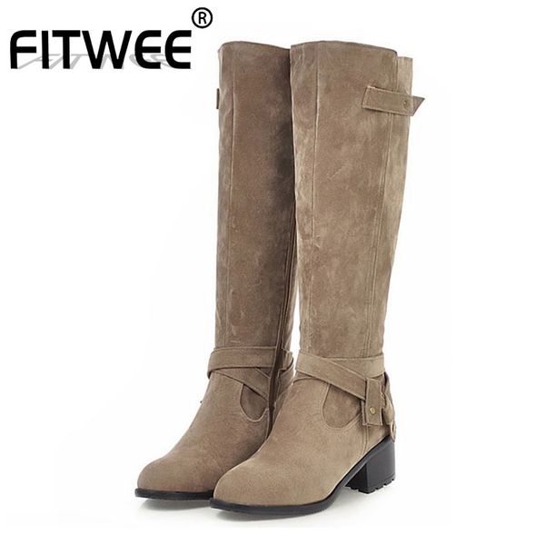 fitwee women pu leather buckle knee high boots zipper daily chunky heels winter boots round toe botas footwear size 34-43, Black
fitwee women pu leather buckle knee high boots zipper daily chunky heels winter boots round toe botas footwear size 34-43, Black