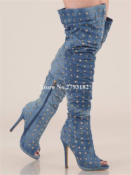 женщины sexy peep toe denim за колено стилет каблук rivet гладиатор сапоги синий черный шпильки длинные сапоги на высоком каблуке вечерние т, Black
женщины sexy peep toe denim за колено стилет каблук rivet гладиатор сапоги синий черный шпильки длинные сапоги на высоком каблуке вечерние т, Black