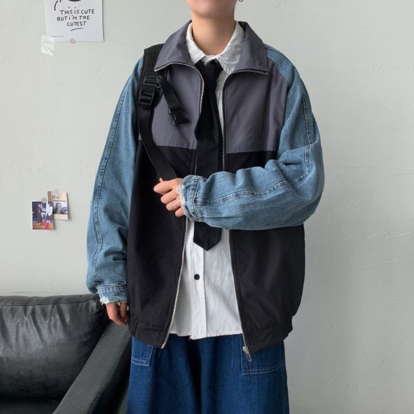 autumn cotton casual jacket men's fashion contrast denim stitching jackets mens streetwear wild loose hip-hop bomber jacket men, Black;brown
autumn cotton casual jacket men's fashion contrast denim stitching jackets mens streetwear wild loose hip-hop bomber jacket men, Black;brown