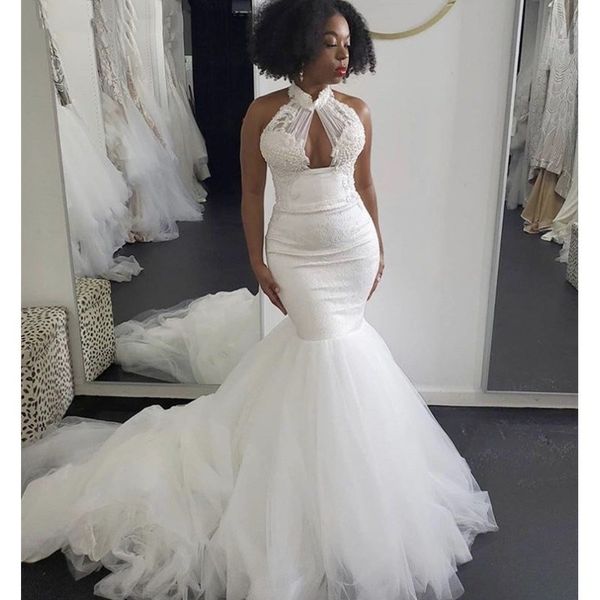 mermaid wedding dresses high neck sleeveless lace beading mermaid african dubai bridal gowns plus size vestido de noiva 2021, White
mermaid wedding dresses high neck sleeveless lace beading mermaid african dubai bridal gowns plus size vestido de noiva 2021, White