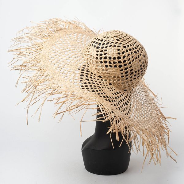 spring and summer new hand-hollowed braided big hair rafite straw hat outdoor sunshade beach rafite grass hat folding bow, Blue;gray
spring and summer new hand-hollowed braided big hair rafite straw hat outdoor sunshade beach rafite grass hat folding bow, Blue;gray