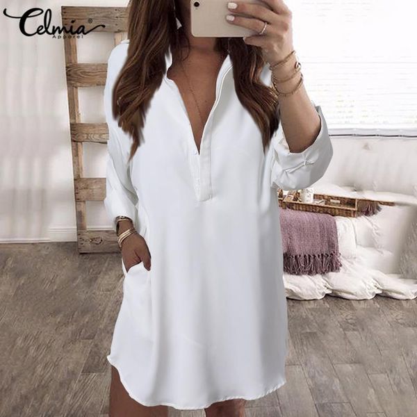 women's blouses & shirts celmia women lapel office long shirt sleeve solid buttons casual loose blouse autumn ladies fashion party blus, White
women's blouses & shirts celmia women lapel office long shirt sleeve solid buttons casual loose blouse autumn ladies fashion party blus, White