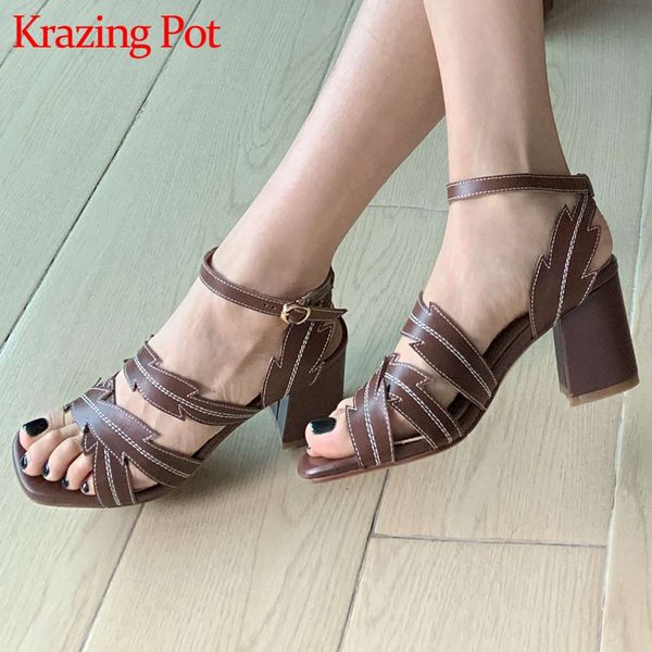 krazing pot vintage genuine leather peep toe high heels european design solid young lady daily buckle strap sandals women l10, Black
krazing pot vintage genuine leather peep toe high heels european design solid young lady daily buckle strap sandals women l10, Black