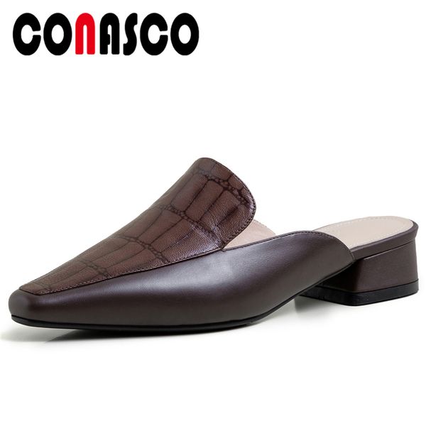 conasco retro casual mules women sandals genuine leather concise women slippers square heeled shoes woman summer 2020 new, Black
conasco retro casual mules women sandals genuine leather concise women slippers square heeled shoes woman summer 2020 new, Black