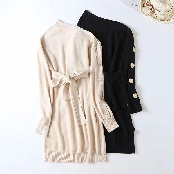 womens casual dresses fashion sashes buttons panelled womens designer sweater dresses casual females clothing inclined shoulder leakage, Black;gray
womens casual dresses fashion sashes buttons panelled womens designer sweater dresses casual females clothing inclined shoulder leakage, Black;gray