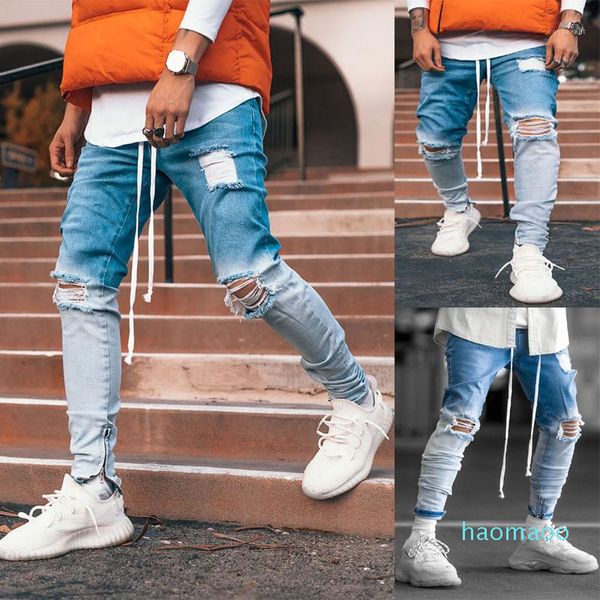fashion-gradient color mens designer jeans fashion washed distrressed pencil pants with drawstring hip hop mens trousers, Blue
fashion-gradient color mens designer jeans fashion washed distrressed pencil pants with drawstring hip hop mens trousers, Blue