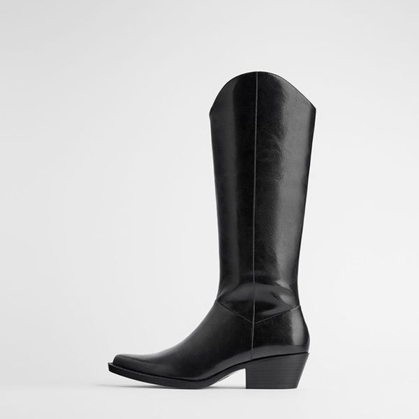 2020 fashion new black leather calf height women western boots elegant pointed side zipper 3-5 cm mid heel women riding boots
2020 fashion new black leather calf height women western boots elegant pointed side zipper 3-5 cm mid heel women riding boots