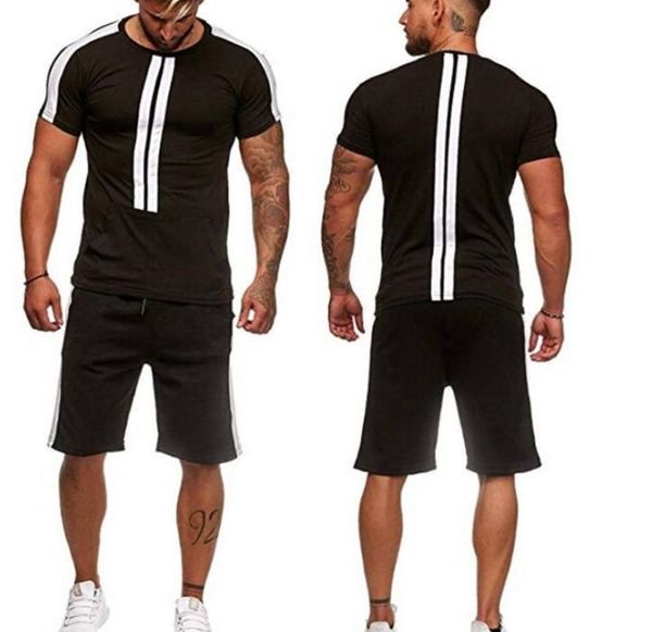 tracksuits short sleeve striped pure color teenager 2pcs sets gym summer homme suits mens sport designer, Gray
tracksuits short sleeve striped pure color teenager 2pcs sets gym summer homme suits mens sport designer, Gray