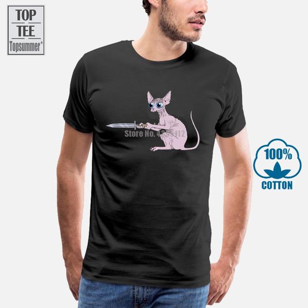 creative design sphynx swordsman black t-shirt canadian hairless cat print cartoon men short sleeve fun tee shirt
creative design sphynx swordsman black t-shirt canadian hairless cat print cartoon men short sleeve fun tee shirt