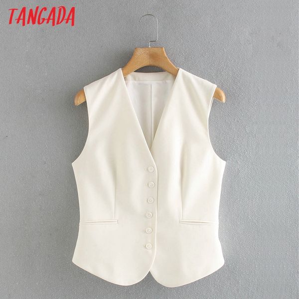 tangada 2020 women white waistcoat vest coat buttons back belt ladies short style sleeveless blazer ce526, Black;white
tangada 2020 women white waistcoat vest coat buttons back belt ladies short style sleeveless blazer ce526, Black;white