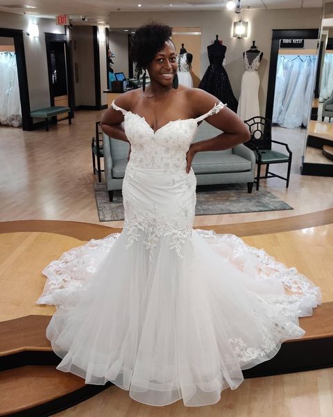 arabic off shoulder lace mermaid wedding dresses 2021 with beaded appliques sweep train tulle plus size bridal gowns aso ebi, White
arabic off shoulder lace mermaid wedding dresses 2021 with beaded appliques sweep train tulle plus size bridal gowns aso ebi, White