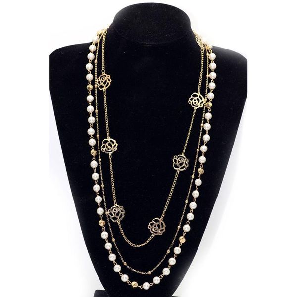 women rhinestone multi layer long necklace imitation pearls sweater chain necklaces jewelry ll@17, Silver
women rhinestone multi layer long necklace imitation pearls sweater chain necklaces jewelry ll@17, Silver