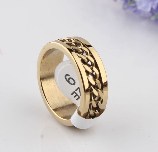 gold 8mm new arrival 316l titanium steel gold color rotated chain ring for man and women, Golden;silver
gold 8mm new arrival 316l titanium steel gold color rotated chain ring for man and women, Golden;silver
