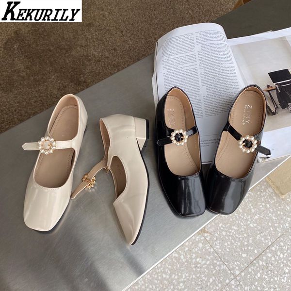 mary jane shoes women pearl buckle chunky heels loafers patent leather square toe pump fashion slip on slides zapatos de mujer, Black
mary jane shoes women pearl buckle chunky heels loafers patent leather square toe pump fashion slip on slides zapatos de mujer, Black