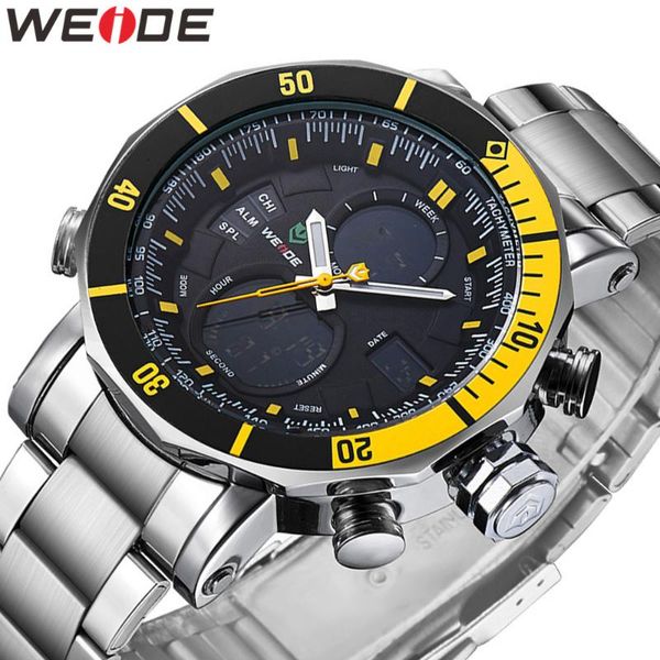 weide watch men sports quartz movement digital calendar alarm chronograph clock mens wristwatches stainless steel watch, Slivery;brown
weide watch men sports quartz movement digital calendar alarm chronograph clock mens wristwatches stainless steel watch, Slivery;brown