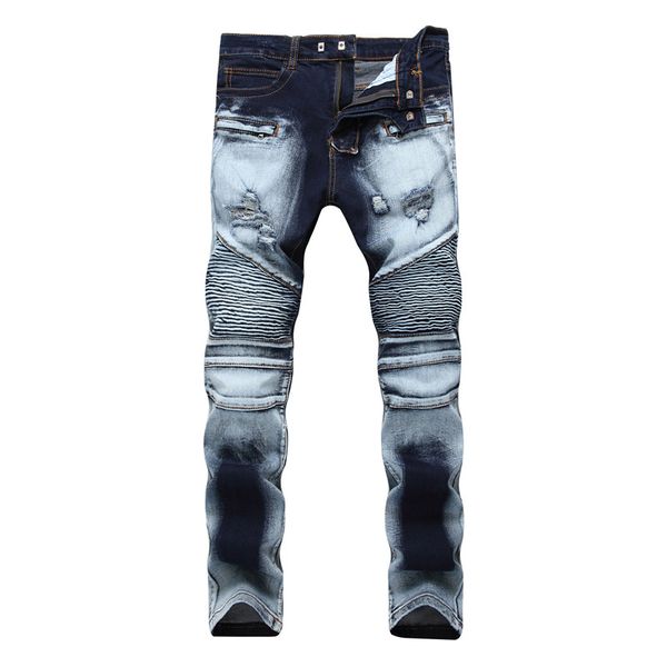 2020 new fashion destroyed biker jeans mens ripped distressed straight skinny jeans bleached denim pants scratch long trousers, Blue
2020 new fashion destroyed biker jeans mens ripped distressed straight skinny jeans bleached denim pants scratch long trousers, Blue