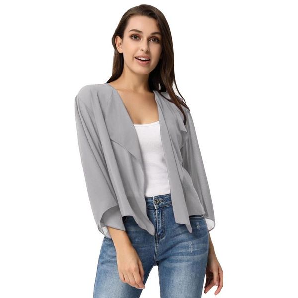 women's shrug lightweight long sleeve open front see-through chiffon bolero solid color elegant retro ladies summer coat, Black;brown
women's shrug lightweight long sleeve open front see-through chiffon bolero solid color elegant retro ladies summer coat, Black;brown