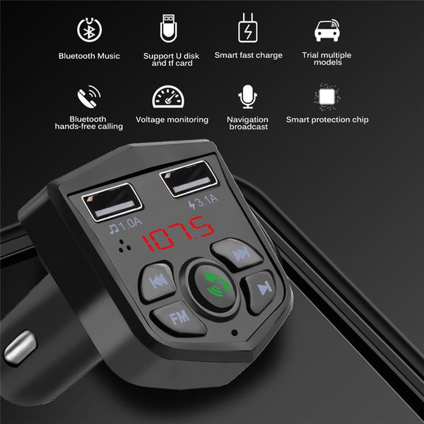 car bluetooth 5.0 handscar kit fm transmitter 3.1a quick dual usb charger lcd digital voltmeter tf card u disk aux player
car bluetooth 5.0 handscar kit fm transmitter 3.1a quick dual usb charger lcd digital voltmeter tf card u disk aux player