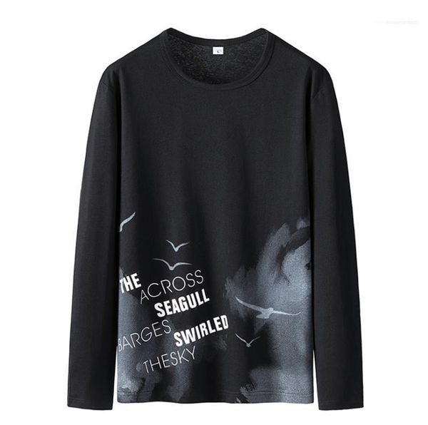pullover loose boys 2020 spring ink painting tshirts mens letter bird printed casual male tees, White;black
pullover loose boys 2020 spring ink painting tshirts mens letter bird printed casual male tees, White;black