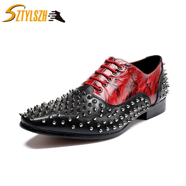 new men's dress rivets leather shoes genuine leather wedding shoes social nightclub dance party male oxfords flats sapatos, Black
new men's dress rivets leather shoes genuine leather wedding shoes social nightclub dance party male oxfords flats sapatos, Black