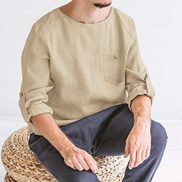 Men Spring Adjustable Long Sleeve Shirts Summer Mens Casual O Neck Linen Top Shirt Pure Color Wide Loose Pockets Shirts
Men Spring Adjustable Long Sleeve Shirts Summer Mens Casual O Neck Linen Top Shirt Pure Color Wide Loose Pockets Shirts