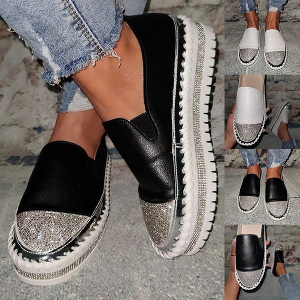 women flats shoe sequins plus size loafers women spring summer 2020 slip on platform white sneakers shoes woman casual flats, Black
women flats shoe sequins plus size loafers women spring summer 2020 slip on platform white sneakers shoes woman casual flats, Black