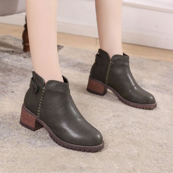 women's ankle boots zipper square heel vintage print leather shoes for women buckle strap round toe casual short boots shoes, Black
women's ankle boots zipper square heel vintage print leather shoes for women buckle strap round toe casual short boots shoes, Black