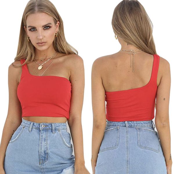 lady crop solid one shoulder vest women sports fitness bra high elastic yoga summer fashion gym wear 050605, White;red
lady crop solid one shoulder vest women sports fitness bra high elastic yoga summer fashion gym wear 050605, White;red