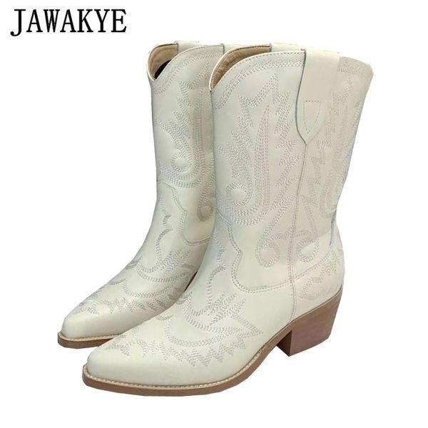 white black leather embroidered ankle boots women chunky heels western cowboy boots wild women's winter casual shoes
white black leather embroidered ankle boots women chunky heels western cowboy boots wild women's winter casual shoes