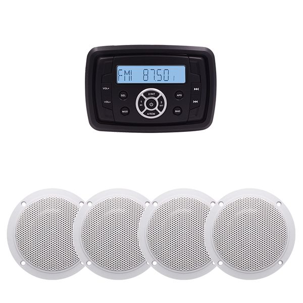 marine bluetooth stereo audio fm am receiver motorcycle boat radio mp3 sound system utv atv+2 pairs 2 way 4" waterproof speakers car
marine bluetooth stereo audio fm am receiver motorcycle boat radio mp3 sound system utv atv+2 pairs 2 way 4" waterproof speakers car