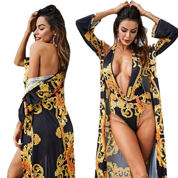 2019 summer new women's deep v neckline fashion multi-element split two-piece swimsuit with cloak sunscreen swimwear
2019 summer new women's deep v neckline fashion multi-element split two-piece swimsuit with cloak sunscreen swimwear