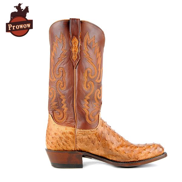 prowow designer women western cowboy boots ostrich skin handmade patchwork suture pointed toe mid-calf corral boots, Black
prowow designer women western cowboy boots ostrich skin handmade patchwork suture pointed toe mid-calf corral boots, Black
