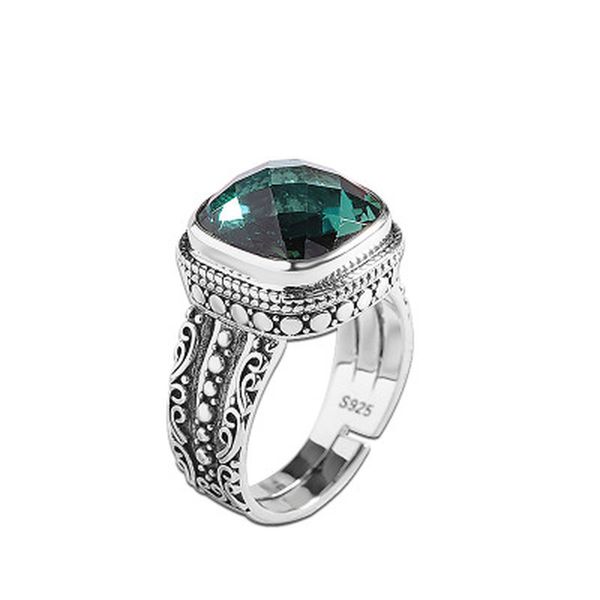 women 925 sterling silver natural stone green crystal emerald ring carved vintage ethnic thai silver craft jewelry
women 925 sterling silver natural stone green crystal emerald ring carved vintage ethnic thai silver craft jewelry