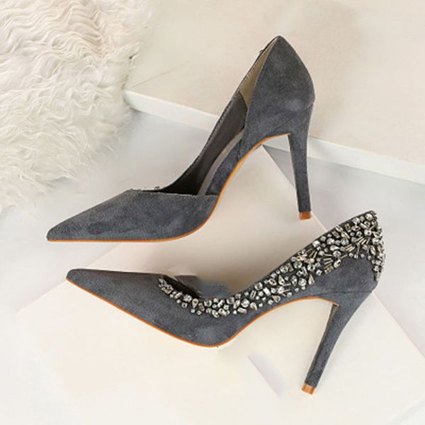 2020 high heels banquet women's shoes suede shallow mouth pointed side hollowed-out rhinestone high slip shoes, Black
2020 high heels banquet women's shoes suede shallow mouth pointed side hollowed-out rhinestone high slip shoes, Black
