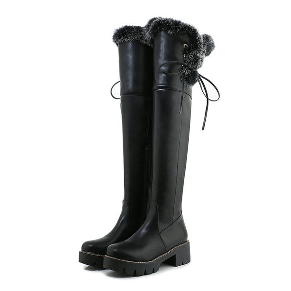 2020 russia winter boots women warm thick fur thigh high boots zip lace up fashion snow ladies shoes, Black
2020 russia winter boots women warm thick fur thigh high boots zip lace up fashion snow ladies shoes, Black