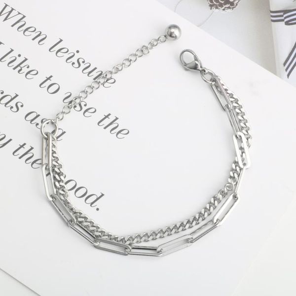fashion retro stitching double-layer bracelet men and women hip-hop cold wind titanium steel jewelry female sale, Black
fashion retro stitching double-layer bracelet men and women hip-hop cold wind titanium steel jewelry female sale, Black