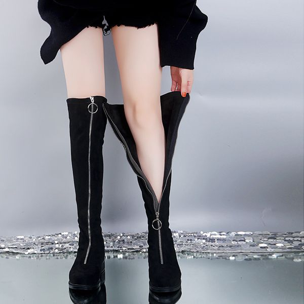 ladies' thighs, high boots, knee boots, autumn and winter, with thin wild elastic women's large size women's boots, Black
ladies' thighs, high boots, knee boots, autumn and winter, with thin wild elastic women's large size women's boots, Black