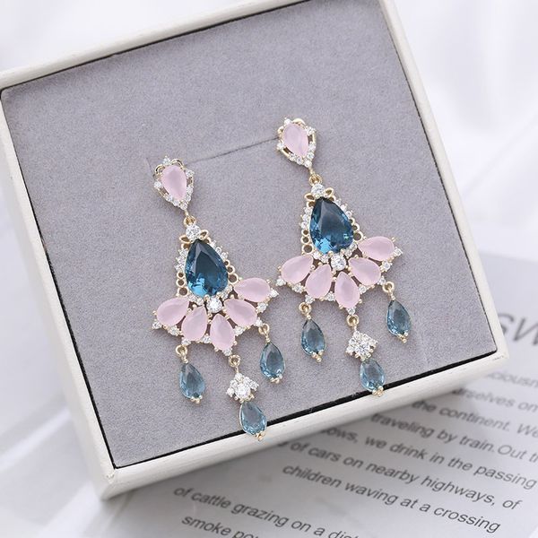 2020 new red retro color zircon protein powder long long light luxury earrings, Silver
2020 new red retro color zircon protein powder long long light luxury earrings, Silver
