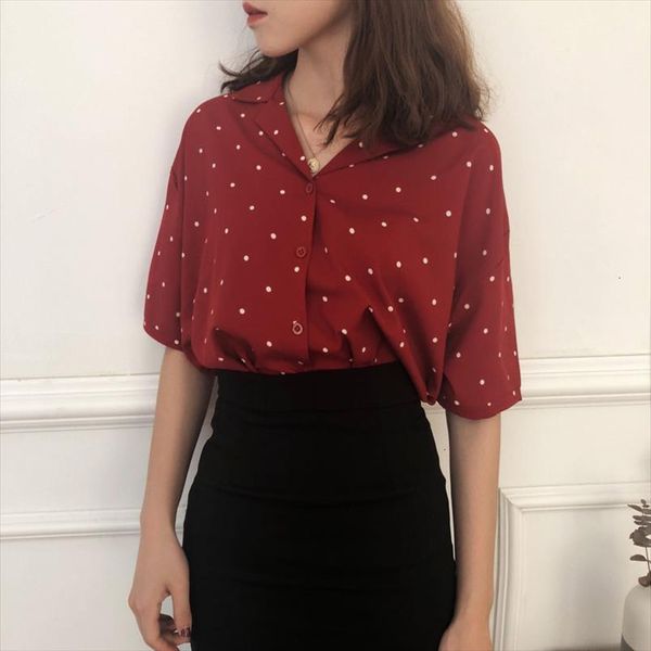 shirts women chiffon long sleeve single breasted polka dot notched womens loose trendy shirt korean style simple blouses, White
shirts women chiffon long sleeve single breasted polka dot notched womens loose trendy shirt korean style simple blouses, White