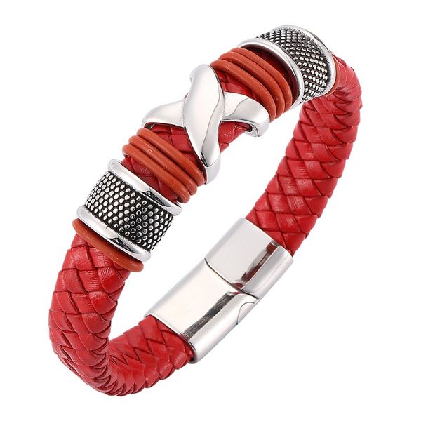 fashion men red braided leather bracelet men jewelry magnetic clasps stainless steel personality wristband c0100, Golden;silver
fashion men red braided leather bracelet men jewelry magnetic clasps stainless steel personality wristband c0100, Golden;silver