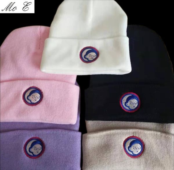 2020 warm autumn beanie winter hat simple monkey embroidery beanies, Blue;gray